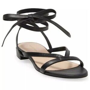 Stuart Weitzman Anita Black Leather Strappy Lace-Up Sandals For Women Sz 11